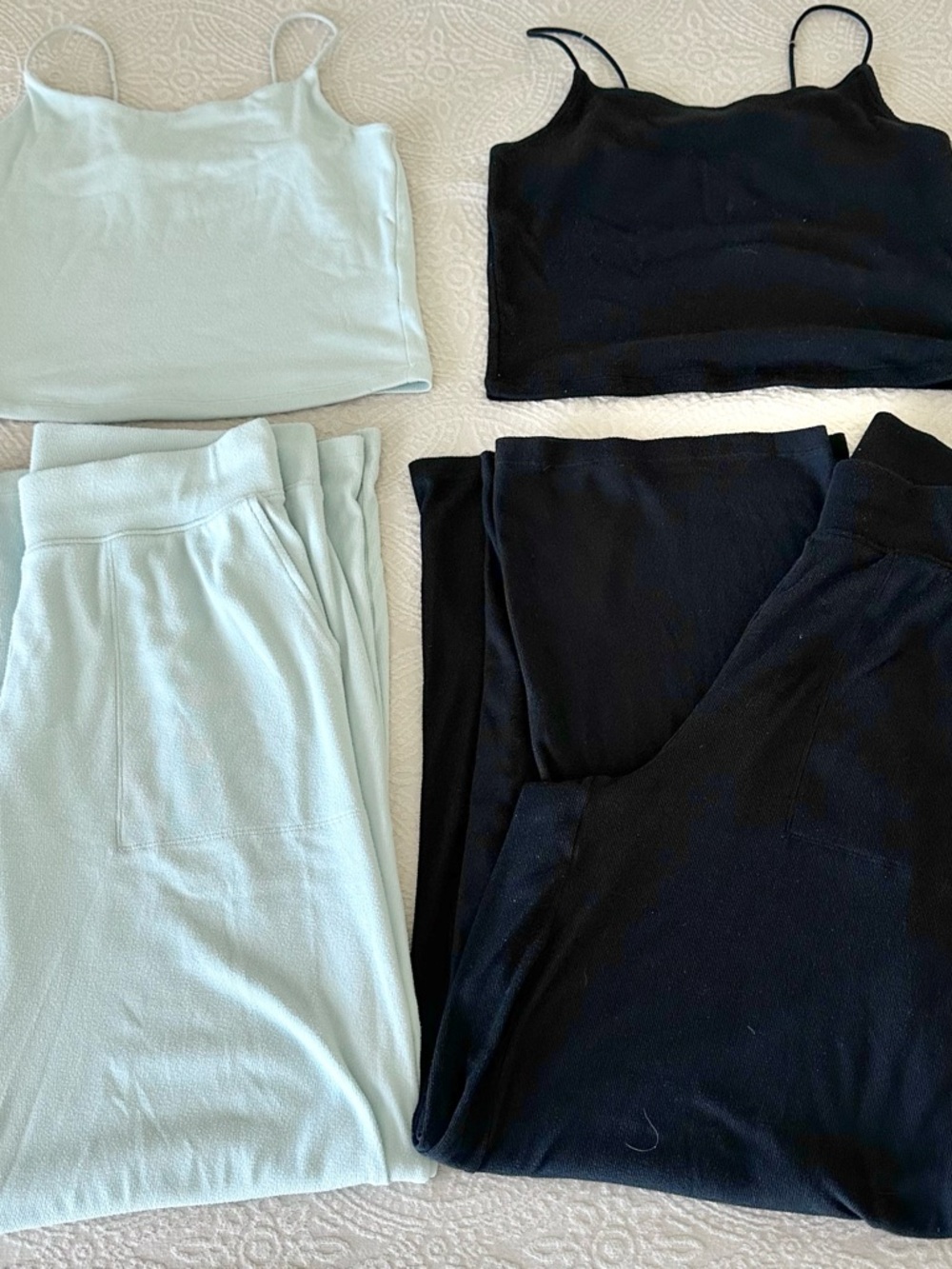 American Eagle Pajama lounge Sets Wide Leg Pants Tanks Black Blue Small